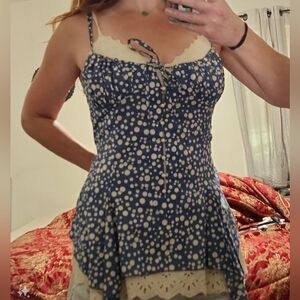 ❤️ VINTAGE Y2K HAZEL BOHO COTTON EYELET RUFFLE PEASANT TOP, 4